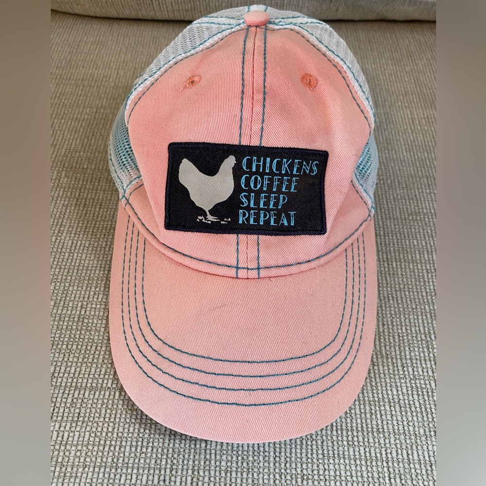 Chickens Coffee Sleep Repeat Pink Trucker Hat
